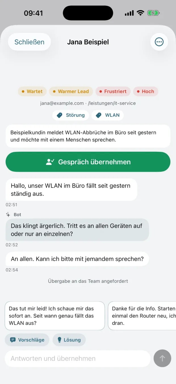 CUSCOS auf dem iPhone: Ansicht Chat