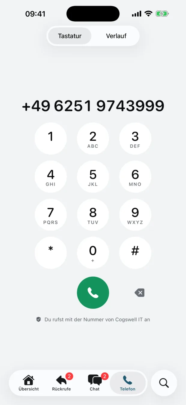 CUSCOS auf dem iPhone: Ansicht Tastatur