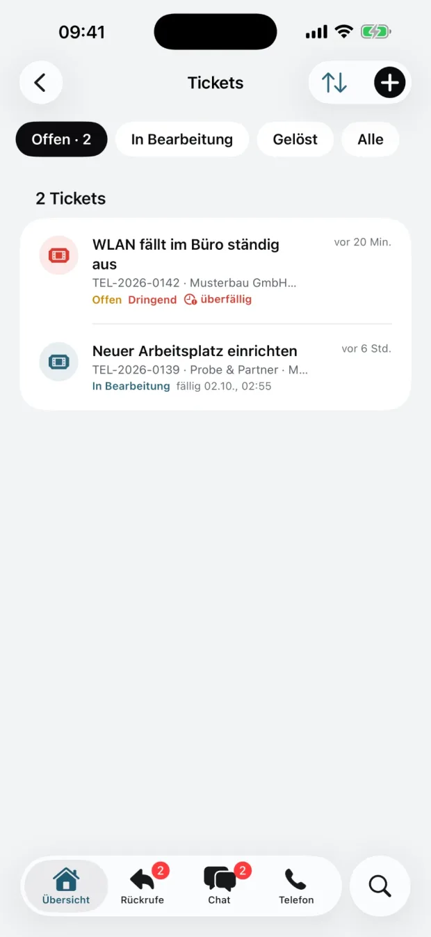 CUSCOS auf dem iPhone: Ansicht Tickets